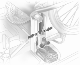 Opel Corsa. Fixation du vélo sur le système de transport arrière