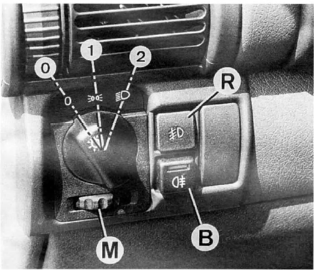 Opel Corsa. Commutateur d'eclairage et eclairage interieur