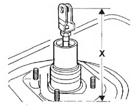 Opel Corsa. Contr?le de longueur? x ? de la tige de poussee du maitre-cylindre