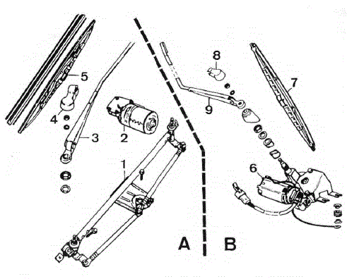 Opel Corsa. Mecanisme d'essuie-glace