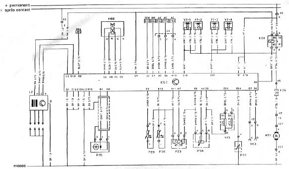 Opel Corsa. Schema eledrique du systeme d'injection multec-m.