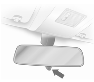 Pivoter la manette sous le rétroviseur pour réduire l'éblouissement.