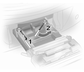 Basculer d'abord le levier de blocage gauche (1), puis le levier de blocage droit