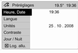 Appuyer sur le bouton Settings de l'Infotainment System. Sur l'Infotainment System