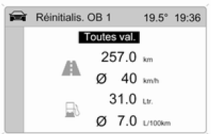 Pour remettre à zéro toutes les informations d'un ordinateur de bord, sélectionner