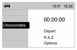 Sélectionner l'option Chronomètre dans le menu Ordinat. de bord.