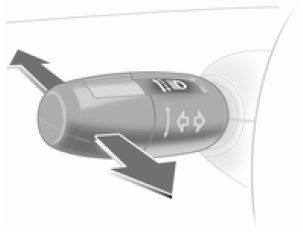 Passage des feux de croisement aux feux de route : pousser la manette vers l'avant.