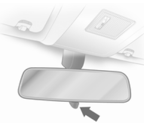 Pour réduire l'éblouissement, régler le levier sous le rétroviseur.