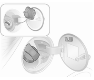 Déverrouiller le bouchon de remplissage avec la clé du véhicule. Pour ouvrir,