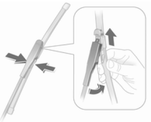 Soulever le bras d'essuie-glace, pivoter le balai à 90 par rapport au bras et