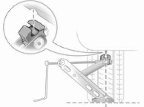 Attacher la manivelle de cric, aligner correctement le cric et tourner la manivelle