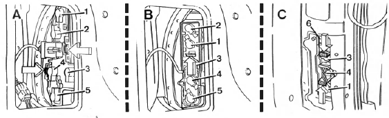 Opel Corsa. Depose et disposition des lampes de feu arriere