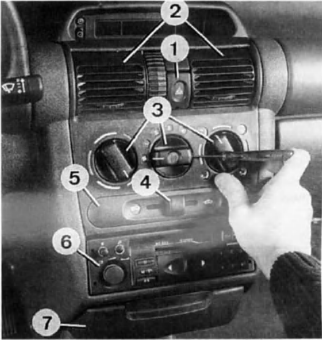 Opel Corsa. Depose de la console centrale