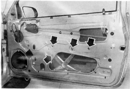 Fixations d'un mécanisme de leve-vitre de porte avant