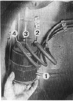 Localisation du filtre à charbon actif dans le passage de roue droit.